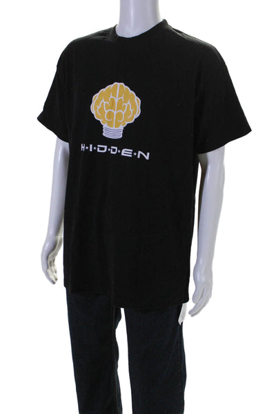 Hidden N.E.R.D Mens Short Sleeves Pullover Tee Shirt Black Yellow Cotton Size La