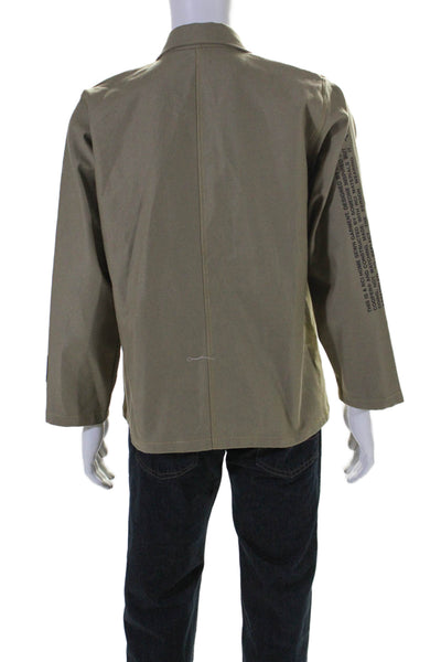 Reese Cooper Mens Button Down Long Sleeves Crew Neck Jacket Khaki Brown Size Sma