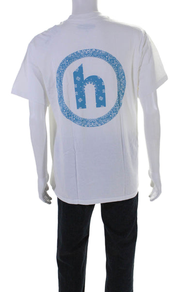 Hidden Mens Short Sleeves Crew Neck Pullover Tee Shirt White Cotton Size Large