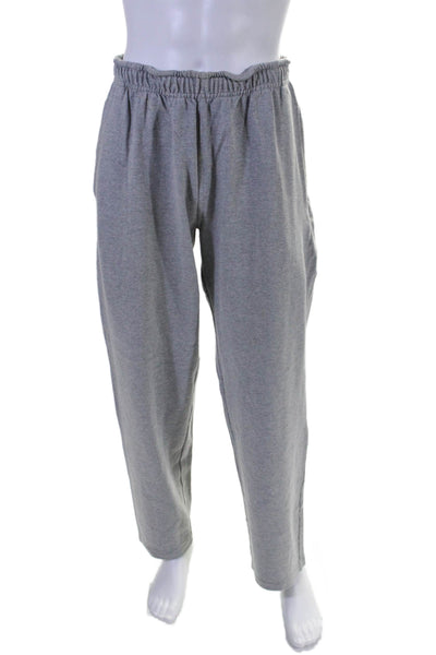 Evisu Mens Elastic Waistband Straight Leg Knit Sweatpants Gray Cotton Size Large