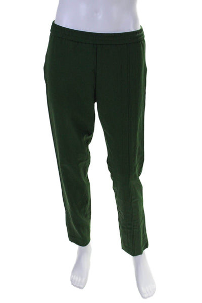 Valentino Mens Drawstring Straight Leg Zip Ankle Pants Green Wool Size IT 46