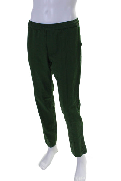 Valentino Mens Drawstring Straight Leg Zip Ankle Pants Green Wool Size IT 46