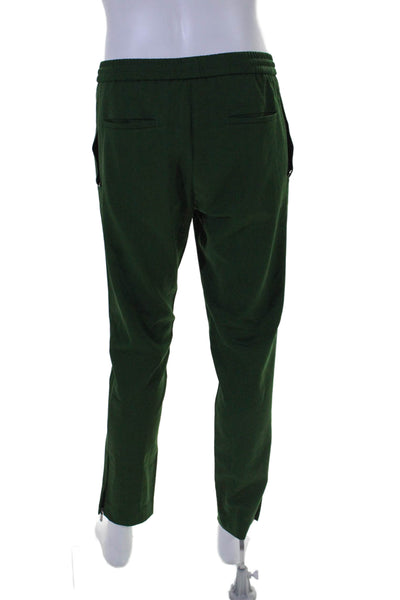 Valentino Mens Drawstring Straight Leg Zip Ankle Pants Green Wool Size IT 46