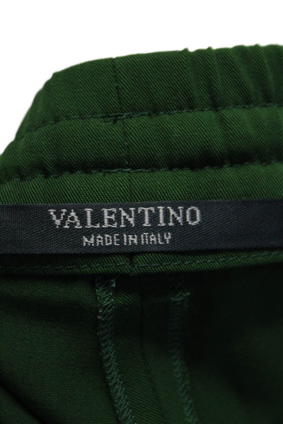 Valentino Mens Drawstring Straight Leg Zip Ankle Pants Green Wool Size IT 46