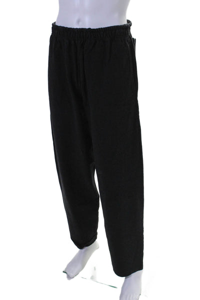 Evisu Mens Elastic Waistband Straight Leg Knit Sweatpants Black Cotton Size 38