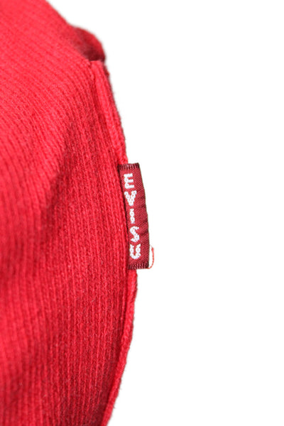 Evisu Mens Elastic Waistband Straight Leg Knit Sweatpants Red Cotton Size 38