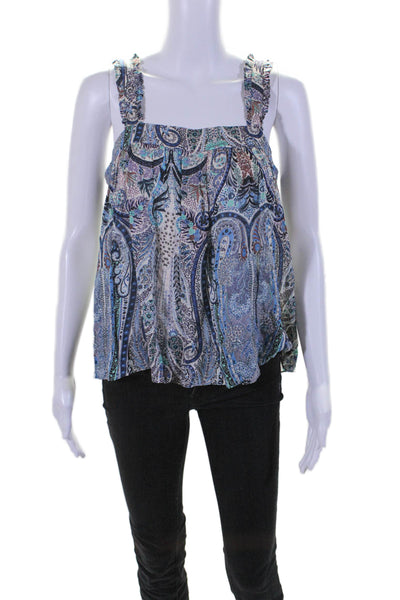 Ba&Sh Women's Square Neck Sleeveless Multicolor Flowy Blouse Size L