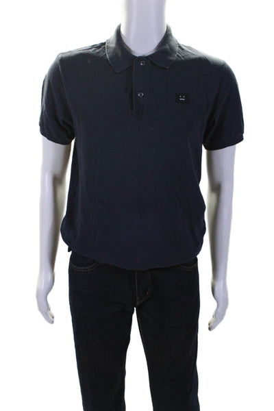 ACNE Studios Mens Short Sleeve Collared Polo Shirt Navy Cotton Size Medium