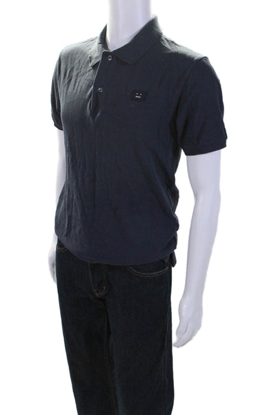 ACNE Studios Mens Short Sleeve Collared Polo Shirt Navy Cotton Size Medium