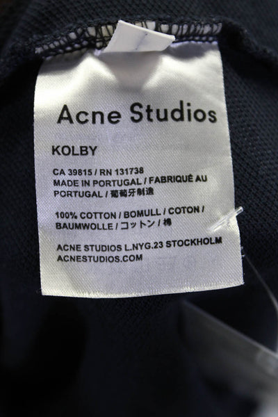 ACNE Studios Mens Short Sleeve Collared Polo Shirt Navy Cotton Size Medium