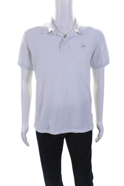 ACNE Studios Mens Short Sleeve Collared Polo Shirt White Cotton Size Medium