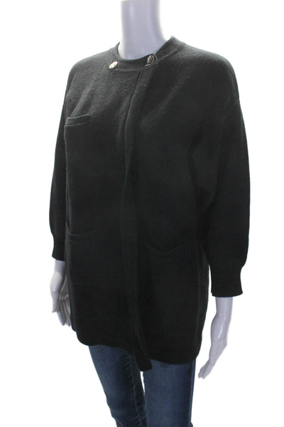 Sonia Rykiel Womens Button Front Crew Neck Cardigan Sweater Black Size FR 38