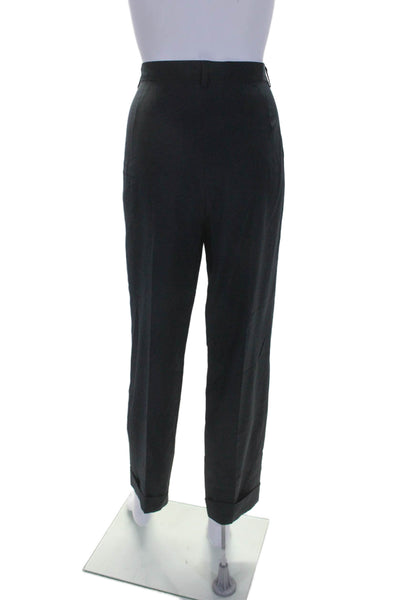 F. by Faconnable Womens Pleated Cuffed Dress Pants Navy Blue Wool Size 10