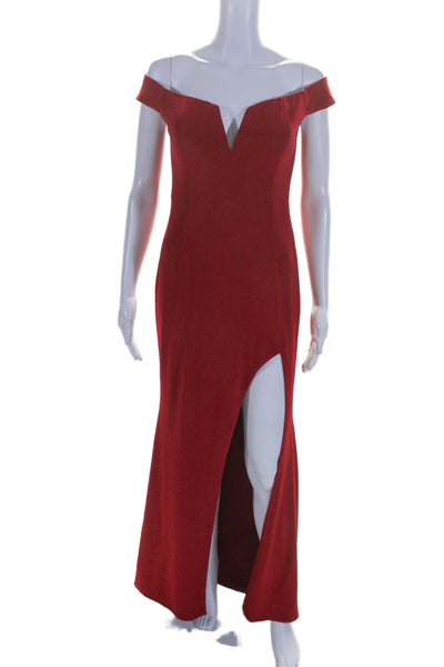 Xscape Womens Back Zip Sleeveless Sweetheart Side Slit Gown Red Size 2