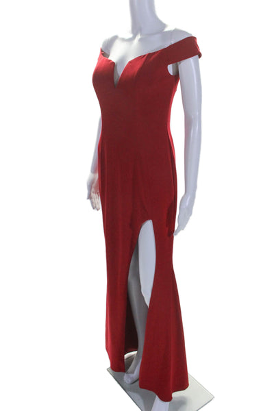 Xscape Womens Back Zip Sleeveless Sweetheart Side Slit Gown Red Size 2