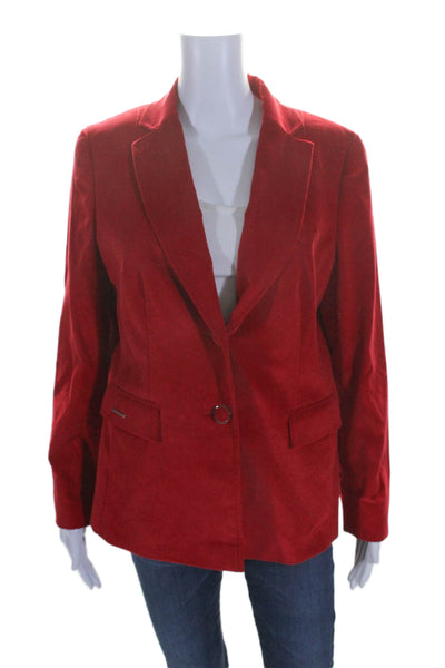 Escada Sport Womens Red Cotton Velvet Two Button Long Sleeve Blazer Size 38