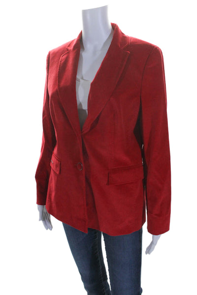 Escada Sport Womens Red Cotton Velvet Two Button Long Sleeve Blazer Size 38