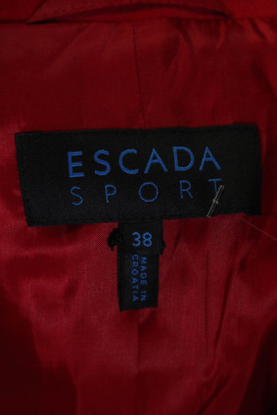 Escada Sport Womens Red Cotton Velvet Two Button Long Sleeve Blazer Size 38