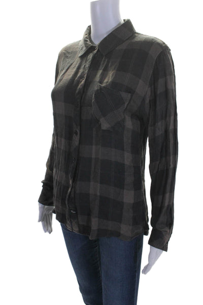 Rails Womens Brown Black Plaid Collar Long Sleeve Button Down Shirt Size M