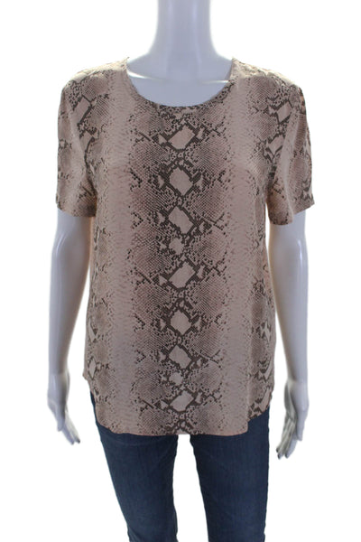 Equipment Femme Womens Silk Beige Python Print Short Sleeve Blouse Top Size XS