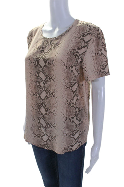 Equipment Femme Womens Silk Beige Python Print Short Sleeve Blouse Top Size XS