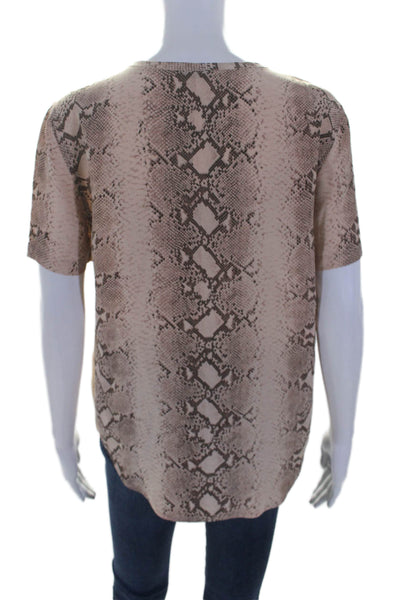 Equipment Femme Womens Silk Beige Python Print Short Sleeve Blouse Top Size XS