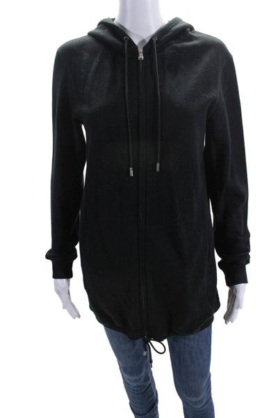 3.1 Phillip Lim Women's Hood Long Sleeves Full Zip Sweatshirt Black Size XS