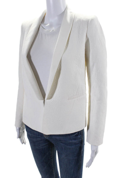 Sandro Womens Hook Front Collared Blazer Jacket White Cotton Size FR 36