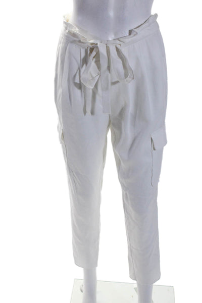 Ramy Brook Womens White Drawstring High Waisted Tapered Leg Cargo Pants XS