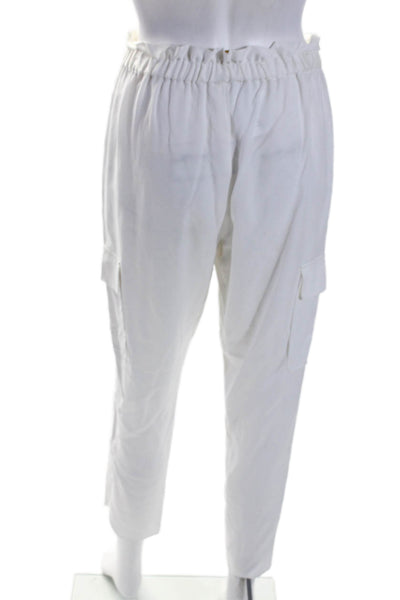 Ramy Brook Womens White Drawstring High Waisted Tapered Leg Cargo Pants XS