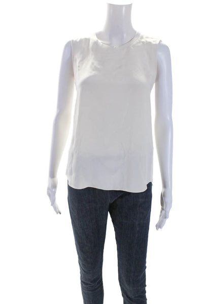 Theyskens Theory Womens Sleeveless Scoop Neck Silk Blouse Top White Size Small