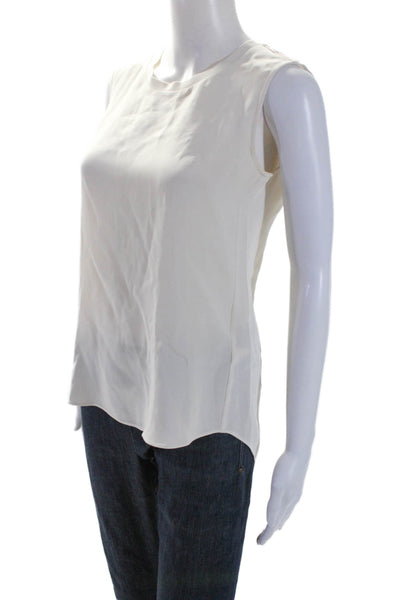 Theyskens Theory Womens Sleeveless Scoop Neck Silk Blouse Top White Size Small