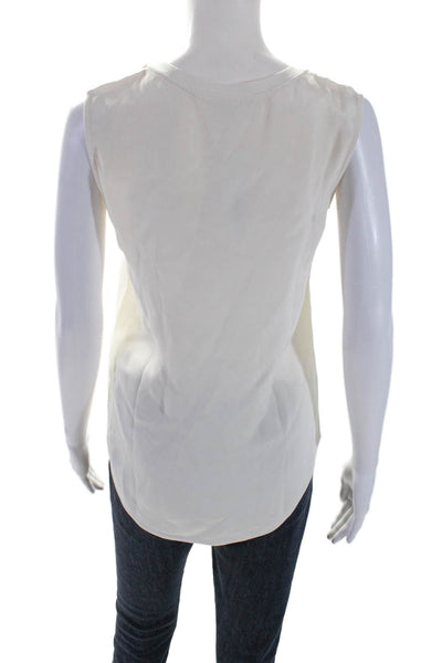 Theyskens Theory Womens Sleeveless Scoop Neck Silk Blouse Top White Size Small