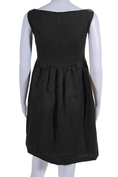 Milly Womens Wool Polka Dot V Neck Sleeveless A Line Dress Black Size 8