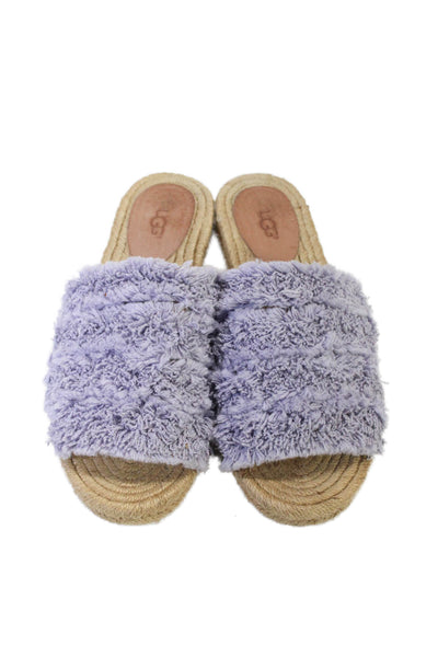 Ugg Womens Purple Fuzzy Espadrille Open Toe Flats Mules Shoes Size 8