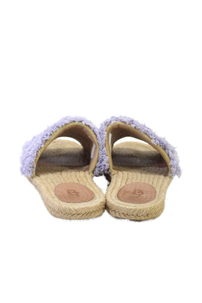 Ugg Womens Purple Fuzzy Espadrille Open Toe Flats Mules Shoes Size 8