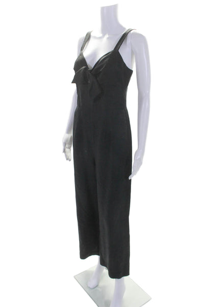 Intermix Womens Back Zip Sleeveless V Neck Wide Leg Jumpsuit Black Size 4