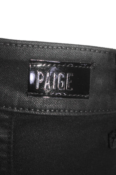 Paige Womens Four Pocket Mid-Rise Button Closure Bootcut Jeans Black Size 25