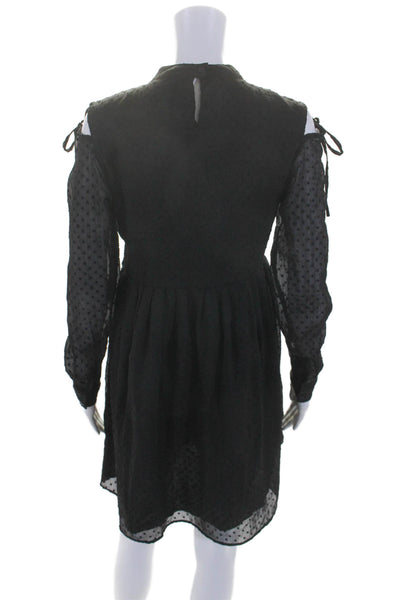 Walter Baker Womens Textured Long Sleeve Pleated A Line Dress Black Size 2