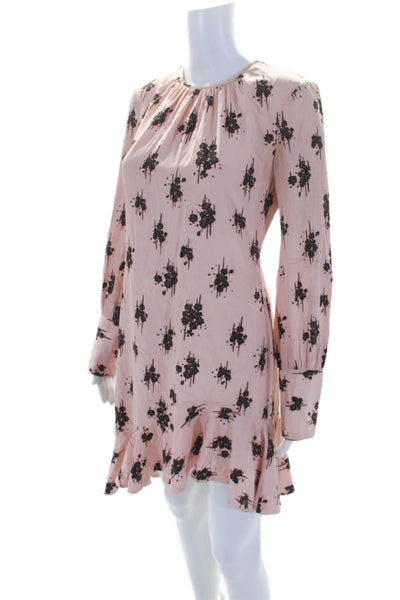 Derek Lam 10 Crosby Womens Abstract Print Asymmetric Hem Shift Dress Pink Size M