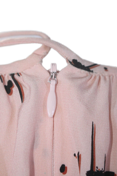 Derek Lam 10 Crosby Womens Abstract Print Asymmetric Hem Shift Dress Pink Size M