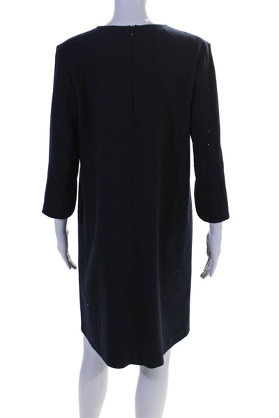 Les Copains Women's V-Neck 3/4 Sleeves A-Line Mini Dress Navy Blue Size 46