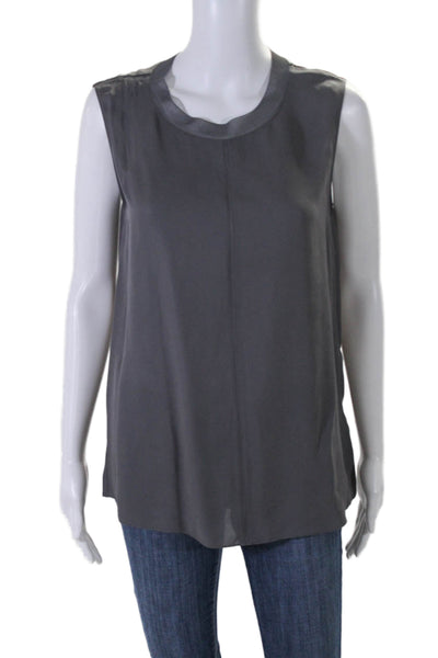 Vince Womens Silk Crew Neck Sleeveless Pullover Tank Top Gray Size Medium