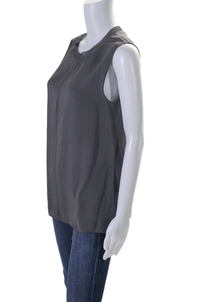 Vince Womens Silk Crew Neck Sleeveless Pullover Tank Top Gray Size Medium