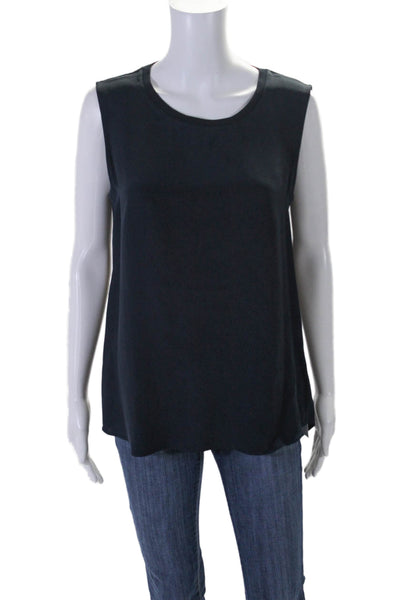 Theyskens Theory Womens Silk Sleeveless Bringal Tank Top Navy Blue Size Medium