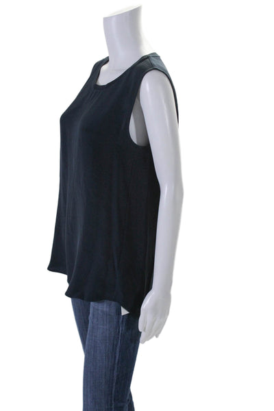 Theyskens Theory Womens Silk Sleeveless Bringal Tank Top Navy Blue Size Medium