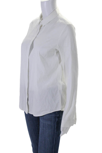 COS Womens Long Sleeves Crew Neck Button Down Shirt White Cotton Size 8