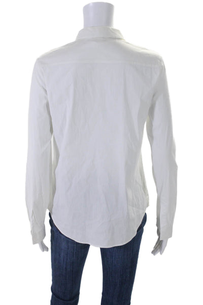 COS Womens Long Sleeves Crew Neck Button Down Shirt White Cotton Size 8