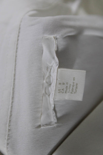 COS Womens Long Sleeves Crew Neck Button Down Shirt White Cotton Size 8