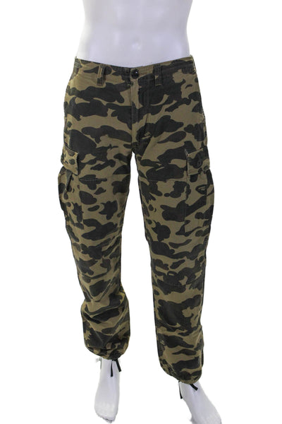 BAPE A Bathing Ape Mens Zipper Fly Camouflage Cargo Pants Green Size Medium